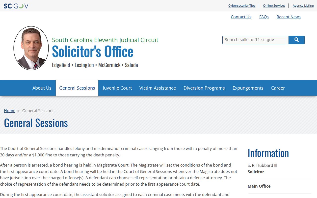Edgefield criminal records through Eleventh Circuit General Sessions