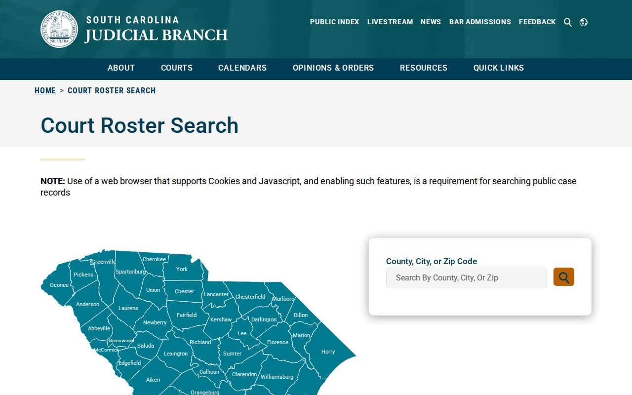 Edgefield County criminal court cases roster search